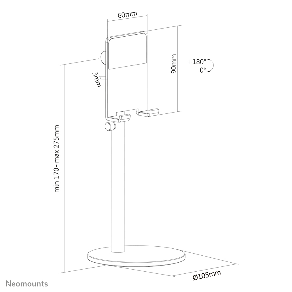Neomounts DS10-200SL1 Telefon-Ständer bis zu 7" - höhenverstellbar - universal
